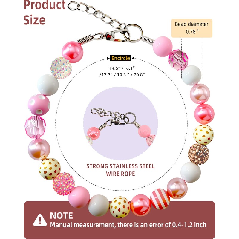 KUDES Valentine's Day Dog Collar - 20mm Chunky Bubblegum Pink