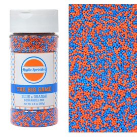 Mystic Sprinkles The Big Game Nonpareil Mix 3.8oz Bottles (Blue & Orange)