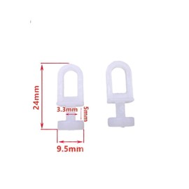DWUENT 150Pcs White Plastic Curtain Hooks - Durable Glider Hooks for Tracks & Rails in Living Room, Bedroom, Office (9.5x24mm)