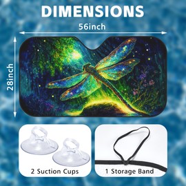 Uiaoiais Foldable Sunshade for Car Windshield,Enchanted Dragonfly Sunshade for Car indshield,Car Windshield Sunshade Sun Heat UV Rays Visor Protector for Car Truck SUV,56 x 28 Inch