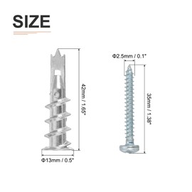 DTGN 13x42mm Self-Drilling Drywall Anchors with Screws Kit - 30 Set - Good for Concrete Tile Cement - Zinc Alloy Hollow Wall Anchors Kit with Screws
