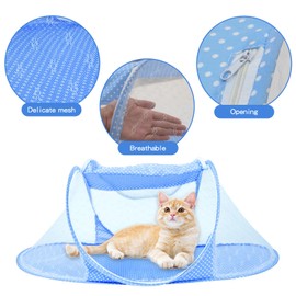 Cat Tent Outdoor, Outside Pet Enclosure Tent Pop Up House Indoor Playpen, Portable Exercise Tent for Cats and Small Animals in Deck Yard Patio Park Camping Travel Outdoor Summer (Blue)