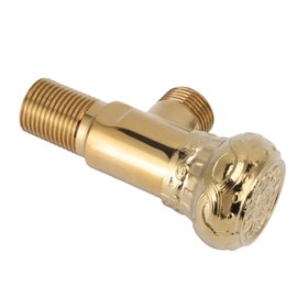 Angle Stop Valve, Angle Stop Valve Cold Hot Faucet Water Shutoff Valve Round Handle Gold Antique Copper Carving for, Household Rough Plumbing Valves