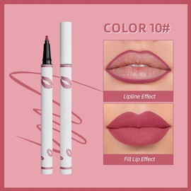 LIPLINER Matte Liquid Lipstick Pencil-Waterproof,Long Lasting,Velvet Finish,12HR Wear,Smudge Proof,for Lips Outline & Full Lip Color,14 Shades,2025 New 2-in-1 Lip Liner Liquid Pen(10#,0.02 fl oz)