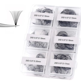 FADLASH Premade Fans Eyelash Extensions 300pcs 20D Premade Lash Fans D Curl Pre Made Fans Lash Extensions Volume Eyelash Extensions Premade Eyelash Fans Loose Fans (20D-07D-15-20mm)