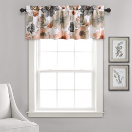 Lush Decor Leah Panel de Cortina de Ventana para oscurecer la habitación, Coral & Gray, 18" L Valance, 1