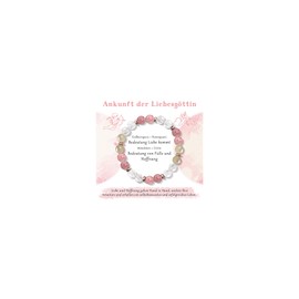 vidonio 8 mm Rose Quartz Crystal Bracelet Women, Elegant Pearl Bracelet for Women with Love Symbol, Spiritual Happiness Healing Stones Bracelet with Meaning Card, Delicate Jewellery Gifts for Women