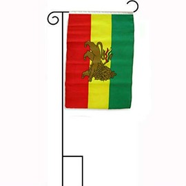 JumpingLight 12x18 12"x18" Ethiopia Lion Sleeved with Garden Stand Flag - Quality Flags