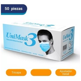 UniSeal Unimask 3 Cubrebocas 3 Capas Termosellado Uniseal Blanco C50 Color Azul
