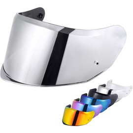 Helmvisier für FF808/Stream II, Motorradhelm Visier,UV Schutz Helmvisier,Motorrad Windschutz Helm Objektiv Visier.Motorradhelm Visier Ersatz (Chrom Silber)