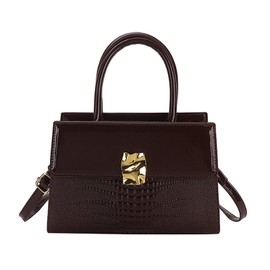 Stylish Women S Shoulder Cross-body Bag Lightweight And Durable Women Cowhide Vintage Briefcase Stances Wallet PU Secure, Coffee