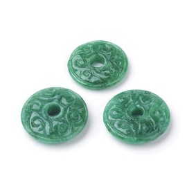 Fashewelry 10Pcs Donut Disc Natural Green Jade Stone Pendants 20-23x4mm Large Hole Healing Chakra Circle Ring Flat Round Gemstone European Charms for Jewelry Making Hole: 4.5mm