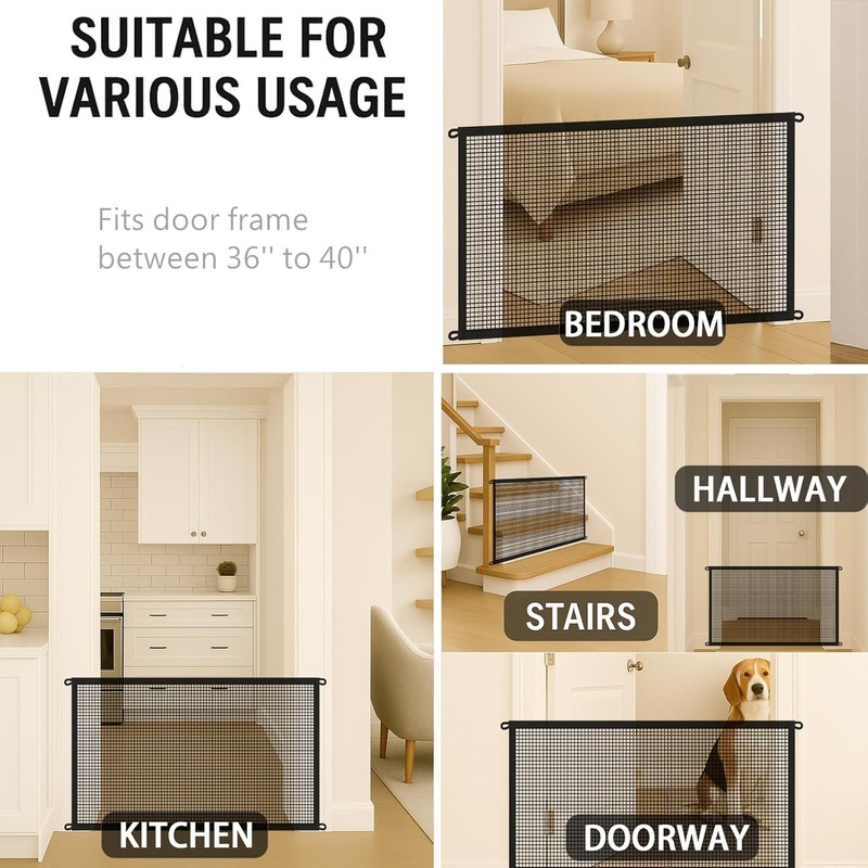 Minlend Pet Gate Mesh – No-Drill Easy Install, Good Helper,Portable