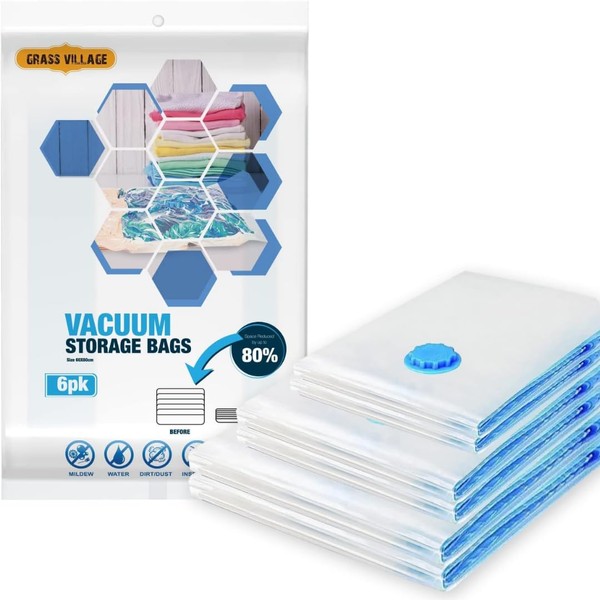 GrassVillage Vacuum Storage 6 Bags| Save 80% More Space |
