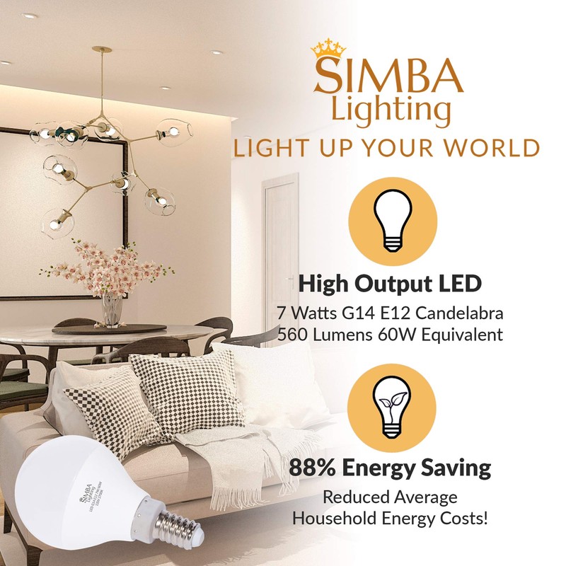 Simba Lighting LED Candelabra E12 Base G14 Small Globe 7W