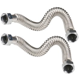 WHK 2 Pack 18-Inch Water Heater 1" Flexible Hose Connector Water Supply Line 1" Inch FIP x 1" Inch to Connect Water Heater,Water Softener,Water Filter (Stainless Steel)