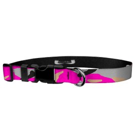 Camo Dog Collar - Camouflage Print Adjustable, D Ring, Side Release Buckle - 1 Inch Adjusts 11.5-17.5 Inches, Medium,Pink Camo