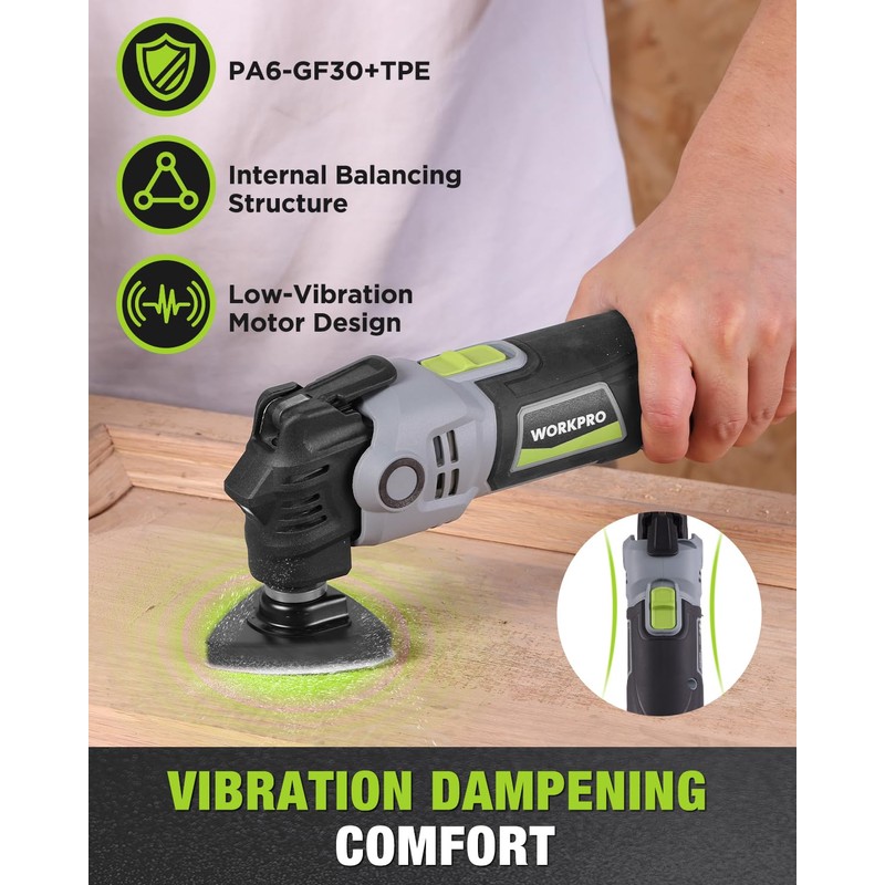 WORKPRO 400W Oscillating Multi-Tool, 6-Speed Corded Power Saw with LED