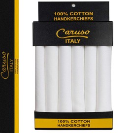 Caruso Italy Italia Men's 100% Cotton Luxury Soft and Ultra Absorbent Handkerchief 50 x 50 cm, White/Opulent Garden