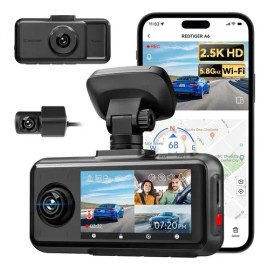 Cámara Redtiger A6 para Auto 4K Triple Cámara Wifi Pantalla Táctil 64GB
