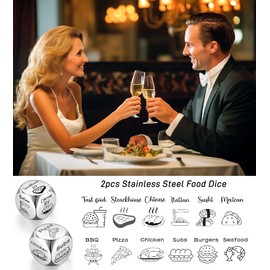 2 PCS Food Decision Dice Funny Stocking Stuffers for Women Men White Elephant Adults Family Couples Games Gag Date Night Ideas Wife Husband Boyfriend Girlfriend Valentines Anniversary