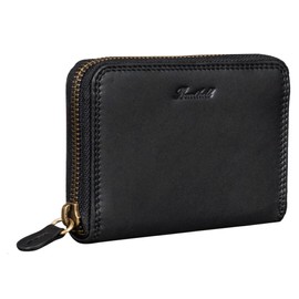 Benthill Small Leather Wallet | Mini Purse Women's with RFID Protection | Wallet Slim with Zip | Flat Wallet with 6 Card Slots, black, Retro" or "Classic