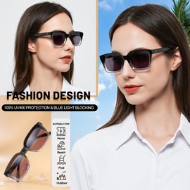 MARE AZZURO Reader Sunglasses 400 Women UV Protection Outdoor Reading Glasses 1.00 1.25 1.50 1.75 2.00 2.25 2.50 2.75 3.00 3.50 4.00 (Black+clear, 400)