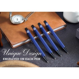 InnoBeta Hanukkah Jewish Gifts for Women, Men, Teens, Ballpoint Pen Set of 4, Chanukkah Themed Gifts for Friends, Coworkers - Jewish Star