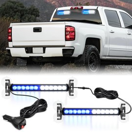 Nilight 24LED Traffic Advisor Strobe Lights 2 In 1 Blue White Emergency Warning Hazard Safety Dash Front/Rear Windshield Flashing Light for Cars Trucks Police Firefighter Plow Construction Vehicles