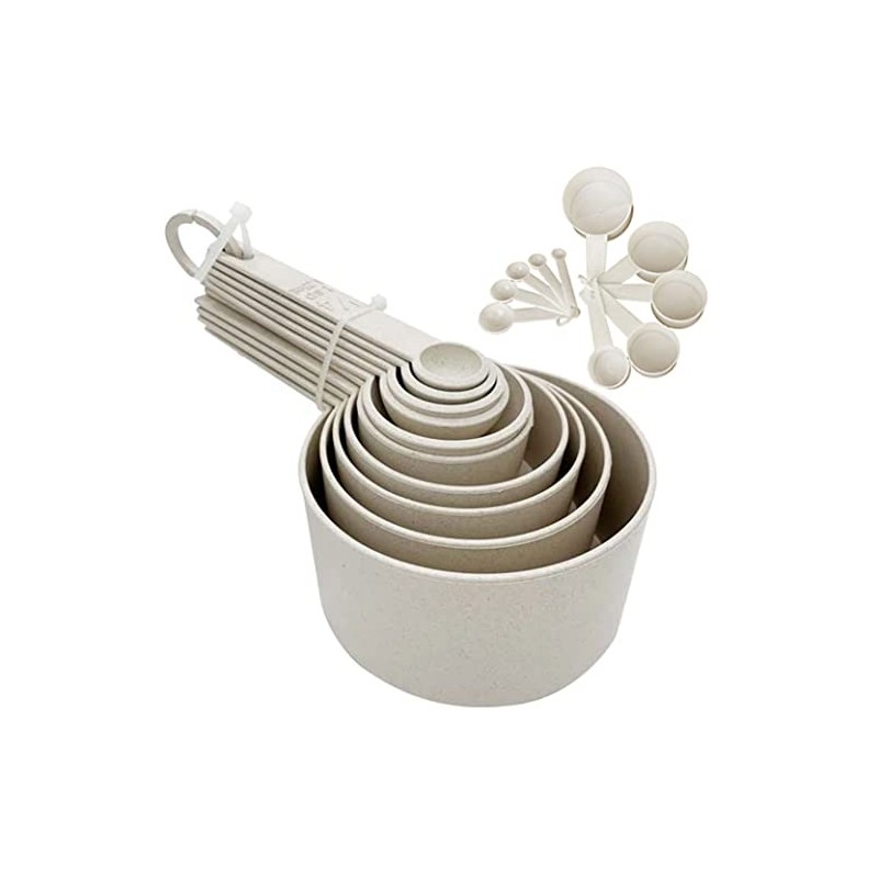 Juego de 10 cucharas medidoras de paja de trigo, utensilios