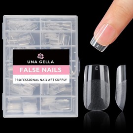 UNA GELLA Short Square Fake Nails 216pcs Short Square Press on Nails Pre-shape Short Square Gel Nail Tips for Full Cover Acrylic Short Square Nails False Nails For Nail Extension Home DIY Nail Salon 12 Sizes Gelly Tips