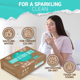 Laundry Detergent Sheets - Ocean Breeze Scent - Zero Waste, Plastic Free Natural Soap - Travel Size Essentials for Washing Clothes, 100 Loads