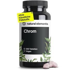 natural elements Chromium Picolinate Chromium - High Dose 200 mcg Chrome per Tablet - 365 Tablets - Vegan, No Unnecessary Additives - Produced in Germany & Laboratory Tested