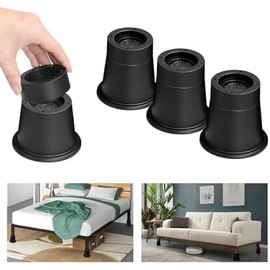 shouwuhho Bed Risers 2 inch, 3 Inch, Heavy Duty Round Furniture Risers Lifts 3" for Table, Desk Leg, Sofa, Couch, Adjustable Bed Frame Risers Supports Up to 6,000 Lbs, Black, 4 Pack