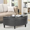 Joveco 43.5" Storage Bench Half Moon Tufted Ottoman with Rivet