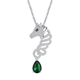 LuvQaze Horse Necklace for Women Green Zircon Horse Pendant Necklace Birthday and Holiday Gift for Wife Girlfriend Mother