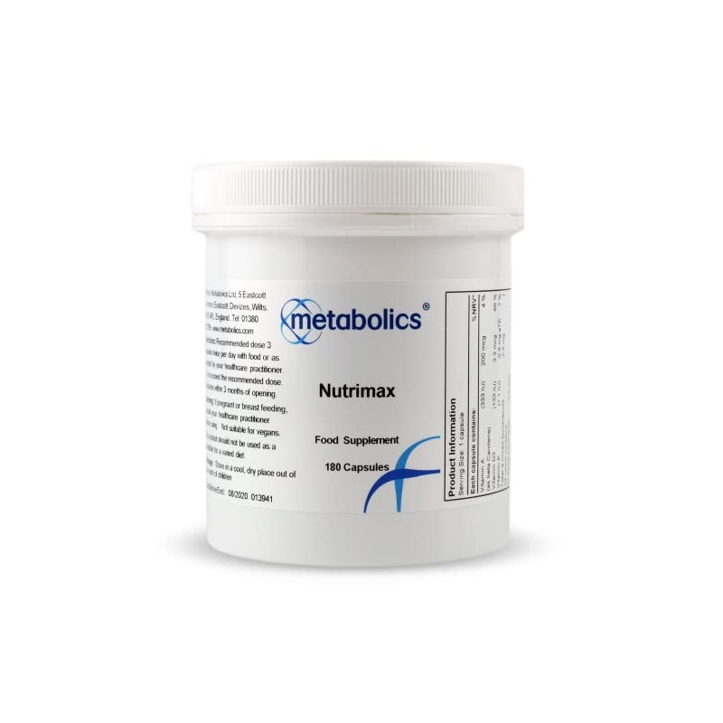 Metabolics Nutrimax (Pot of 180 Capsules) | Multivitamin & Mineral