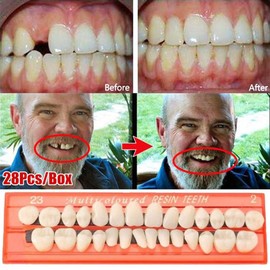Kuashidai 28 Pieces/Set Resin Teeth Model Durable Dentures Universal Resi False Teeth Full Dentures