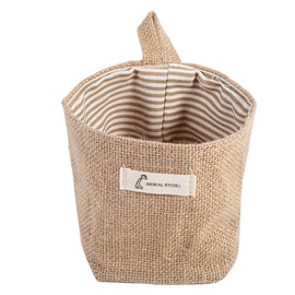 Cotton Linen Storage Bag, Clothes Bag Hanging Cotton Linen Basket Home Gadgets Storage Organizer Folding Basket Basket(Raya amarilla)