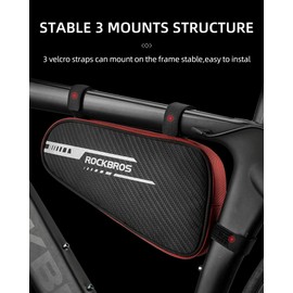ROCKBROS Bike Triangle Bag Bicycle Frame Bag Reflective Bike Bicycle Under Top Tube Bag Side Opening Corner Pouch Storage Bag for Cycling 1.2L