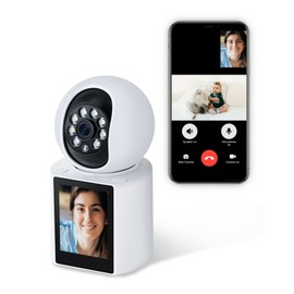 STONVUE Video Calling Indoor WiFi Camera with 2.8-Inch IPS Screen, 2K Two-Way Baby/Elder/Dog/Pet Camera with Phone App, Human/Sound/Crying Detection, One-Button Call, Color IR Night Vision