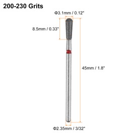 HARFINGTON 4pcs 200-230 Grits Diamond Grinding Bit 3.1mm Match Head 2.35mm Shank 8.5mm Length Stone Sanding Drill Bits Rotary Tool for Ceramic Glass Nails Grinding Polishing