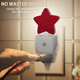 Red Spider Web Night Lights Plug into Wall with Dusk to Dawn Sensor,Lamp for Bedroom Bathroom Hallway Nightlight for Women Girls Kids Gifts