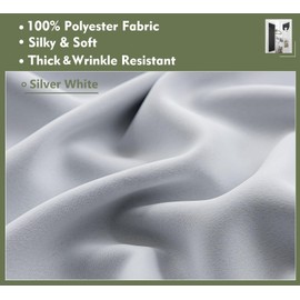 PI Blackout Curtains,Room Darkening Heat Insulated Ring TOP Window Drape for Living Room/Bedroom/Sliding Door 1 Panel (White,W52XL72)