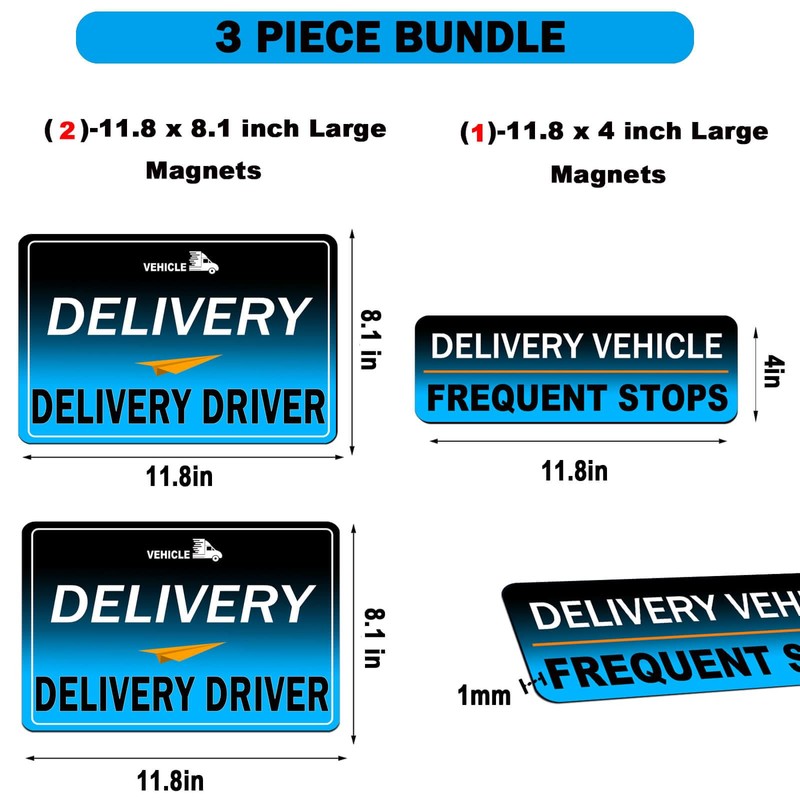 Delivery Driver Magnet for Car - 3-Pack Frequent Stops Removable