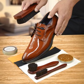 QIQOCCR Shoe Cleaning Kit,13PC Leather Boot Care Kit, Shoe Polish, Mink Oil, Shine Cloths, Shoe Brushes, Shoe Horn, and More for Leather Boot Care and Cleaning, Leather Polish Kit Gift for Men Women