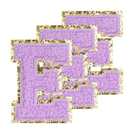 PATIKIL Letters for Iron-On Patches, 3.3 Inches, Pack of 3 Iron-On Patches, Gold Edge, Embroidered Stickers, Iron-On Patches for Clothes, DIY Backpacks, Hats Decoration, Purple Letter-E