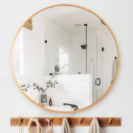Kinger Home 32-inch Gold Circle Mirrors for Wall Decor