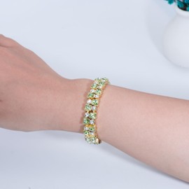 G&GEMSJEW Tennis Bracelet for Women Green Butterfly Crystal 2-Row Women's Tennis Bracelets Deluxe Gold Bracelet Size 7" 14K Gold Plated
