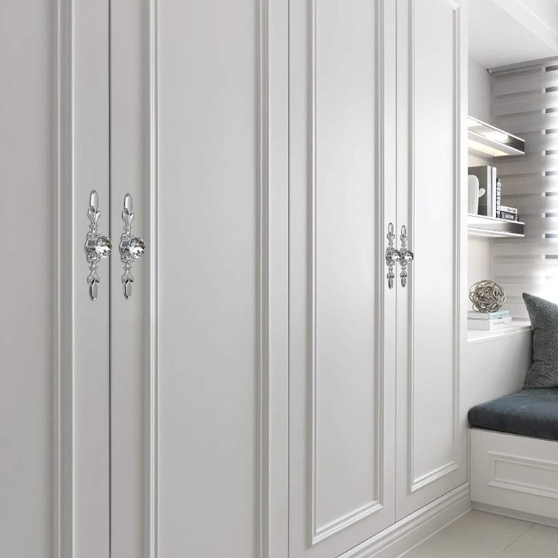 ESreake Drawer Dresser Knobs Pull Handles, 12 Pack Diamond Clear